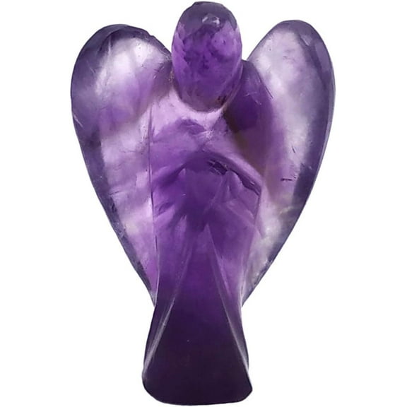 Amethyst Guardian Angel, Carved Angel Figurine - 1.5 inch