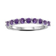 thumbnail image 1 of Amethyst Half Eternity Ring For Women In Sterling Silver- Purple Stacking Promise Ring, 1 of 9
