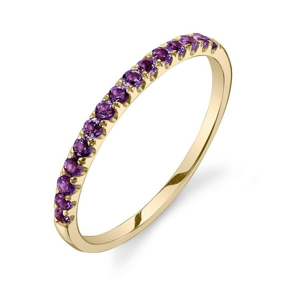 Amethyst Half Eternity Ring, Matching Wedding Band, Thin Minimalist Engagement Ring, Anniversary Gifts, Birthstone Jewelry, Stackable Rings