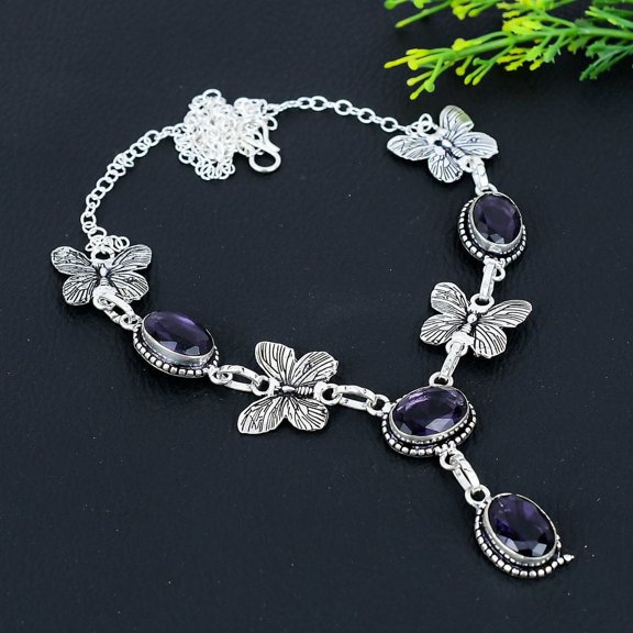 Amethyst Handmade 925 Sterling Silver Jewelry Necklace 18"