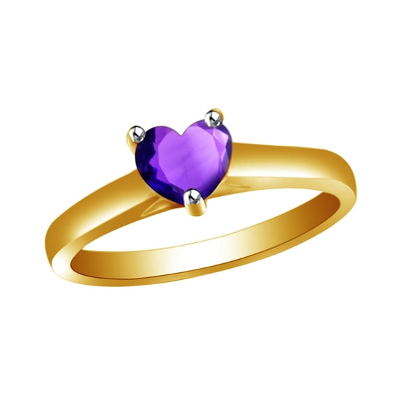 Amethyst Heart Solitaire Engagement Ring in 10k Yellow Gold (0.50 Cttw)