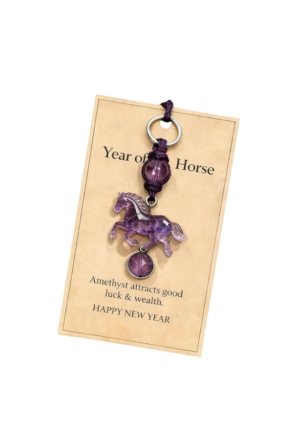 Amethyst Horse Keychain,Lucky Crystal Horse Keychains Purse Pendant Bag Charm