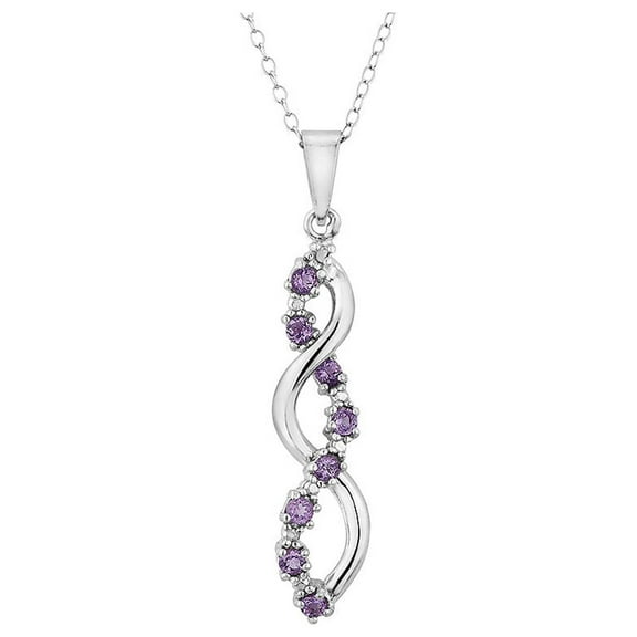 Amethyst Infinity Pendant Necklace with Diamond Accent in Sterling Silver with Chain for Women