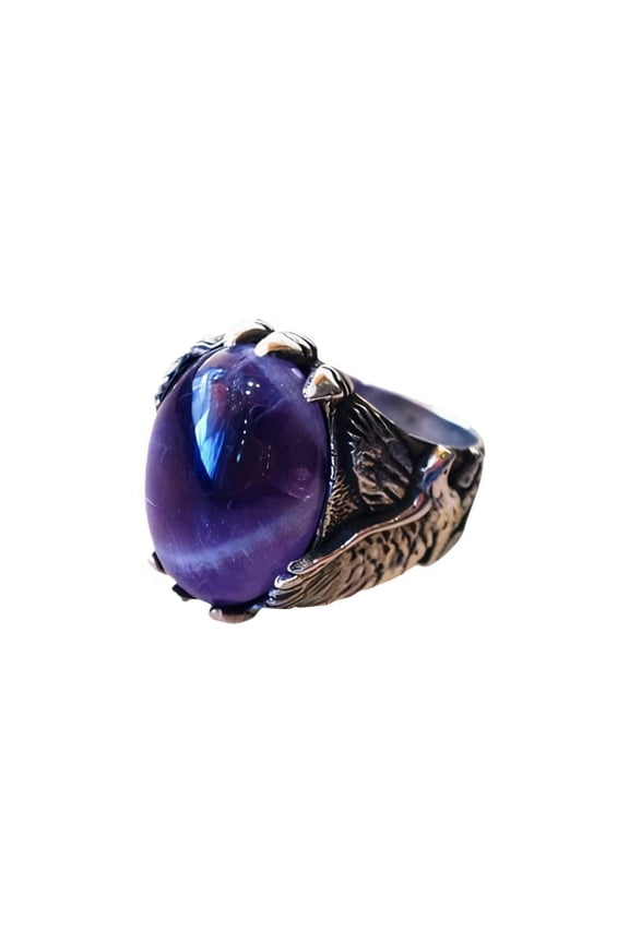 Amethyst Mans Ring, Natural Amethyst, Eagle Claw Ring, Silver Jewelry, 925 Silver Ring, Birthday Gift, Heavy Mens Ring, Arabic Design, Ottoman Style Ring, Christmas, Turkey Mens Signet Ring