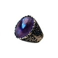 thumbnail image 1 of Amethyst Mens Ring, Natural Amethyst, February Birth, Silver Jewelry, 925 Silver Ring, Birthday Gift, Heavy Mens Ring, Arabic Design, Ottoman Style Ring, Christmas, Turkey Mens Signet Ring, 1 of 6