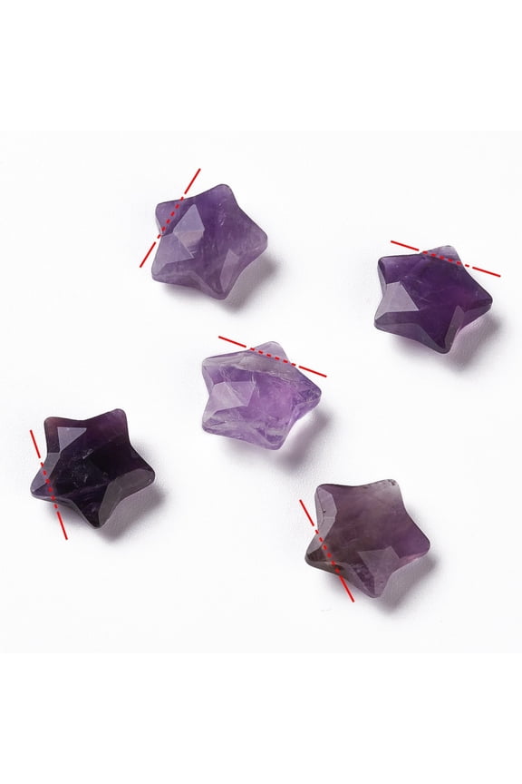 Amethyst Natural Amethyst Charms Star Faceted 13~13.5x14~14.5x6~6.5mm Hole: 0.8mm