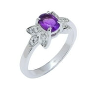 ANIKA JEWELLERS Amethyst Natural Gemstones Handmade Rings Silver Paletd Rings