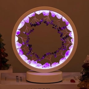 Amethyst Night Lamp Crystal Light Lamp Color Changing USB Interface White Frame Ambient Light Living Room Housewarming Gift