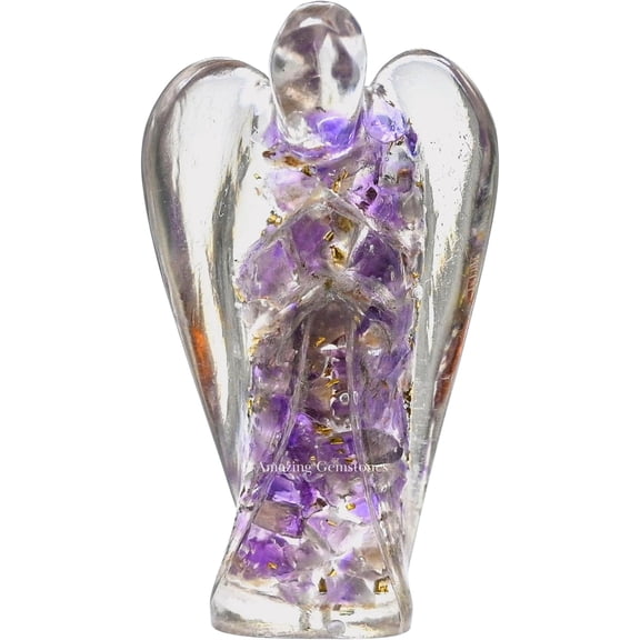 Rose Quartz Orgone Guardian Angel with Orgonite Layer and Natural Crystal for Healing Gift (2 Inch)