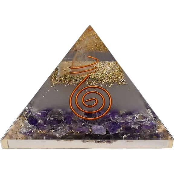 Amethyst Orgone Pyramid Orgonite Crystal Pyramid (Glow in Dark)
