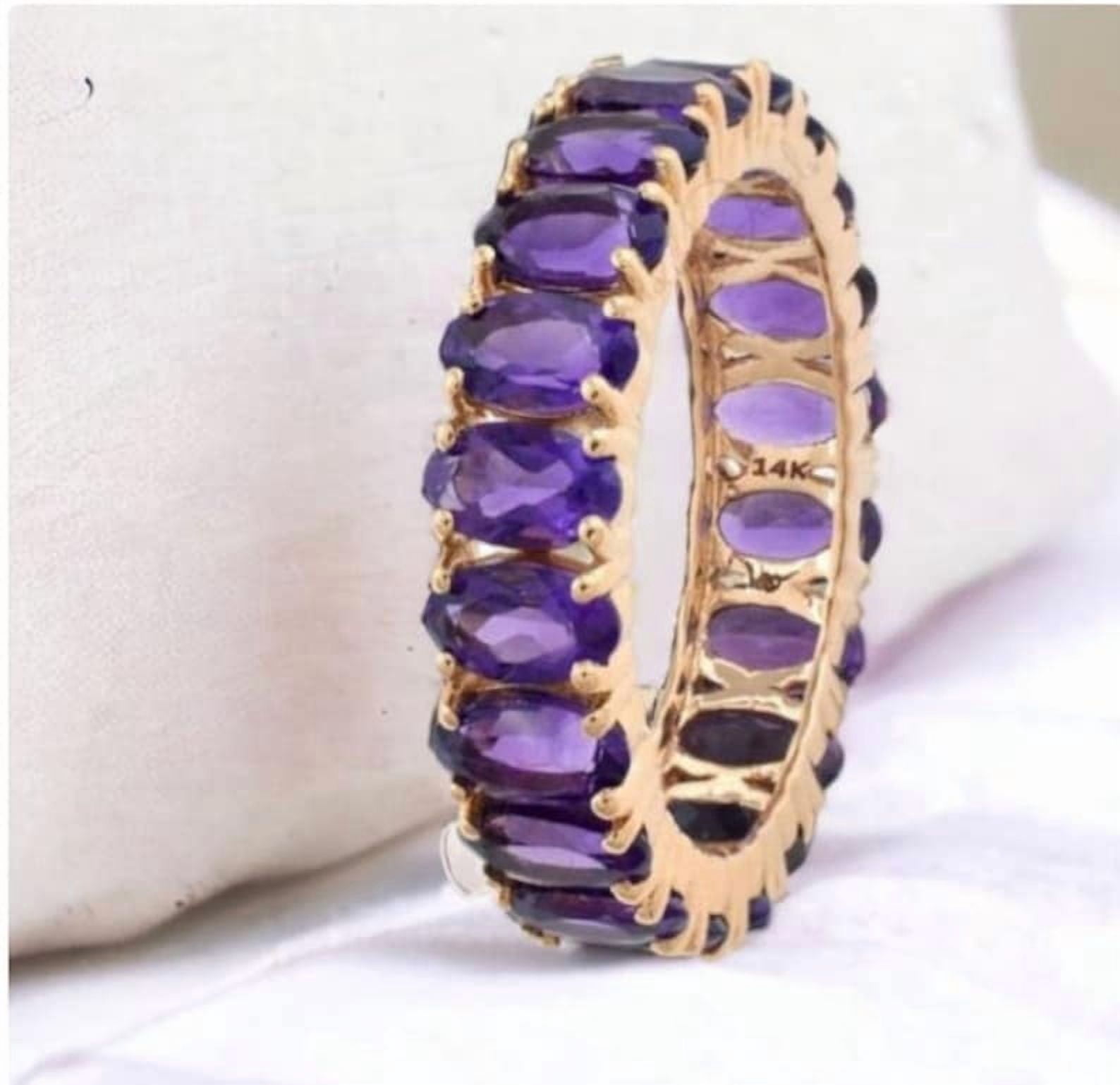 Amethyst Oval Cut Ring February Birthstone 925 Sterling Silver Full ...