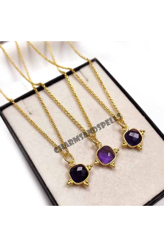 Amethyst Pendant Necklace, 925 Silver Necklace, Handmade Jewelry, Amethyst Jewelry Gift, Layering Necklace, February Birthstone Necklace