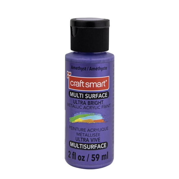 Craft Smart Amethyst Premium Ultra Bright Metallic Paint - Multi-Surface Shimmer Finish for Art, Crafts & Decor, 12 Pack