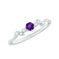 thumbnail image 1 of Rosec Jewels Amethyst Promise Ring with Diamond for Women, Beaded Leaf Ring - AAA Grade, 14K White Gold, US 5.50, 1 of 9