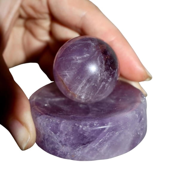 Amethyst Purple Crystal Sphere – Mini 0.75" Polished Healing Stone for Calmness, Focus & Home Décor