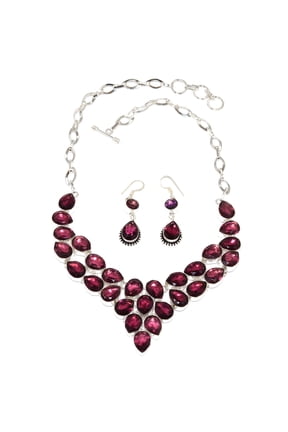 Amethyst Quartz Gemstone Jewelry Necklace Earring 16-18''