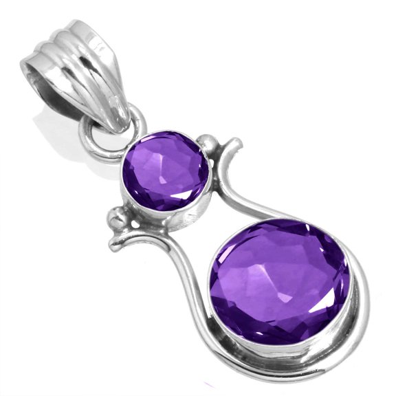 Amethyst Quartz Pendant 925 Sterling Silver Handmade Jewelry