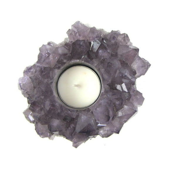 Amethyst Reiki Stone Candle Tealight Holder Chakra Healing Negative Energy Crystal