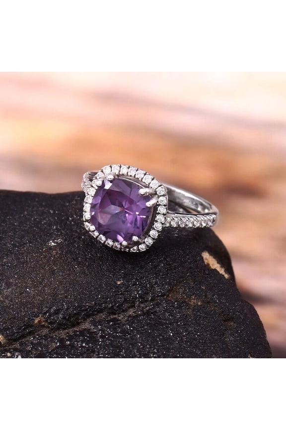 Amethyst Ring, 925 Sterling Silver, Wedding Ring, AAA quality Amethyst Ring, Cushion Gemstone , February Birthstone, Gifts For Her