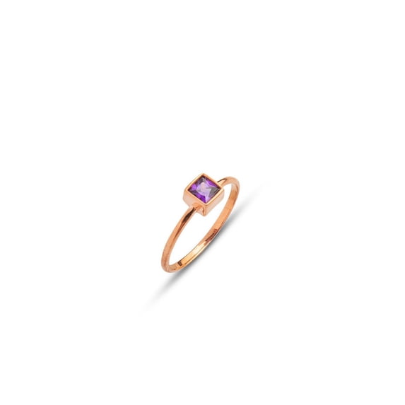 Amethyst Ring Square Cut gold plated ring Amethyst Birthstone Ring for Women Bridal Jewelry Gift for Ladies