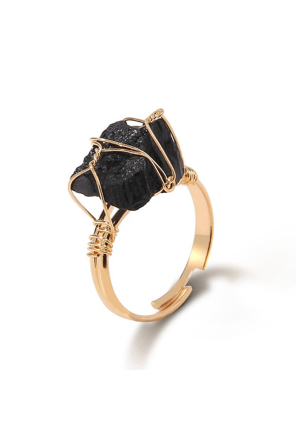 Amethyst Rings for Women 14k Gold Plated Adjustable Raw Amethyst Ring Gold Natural Stone Ring