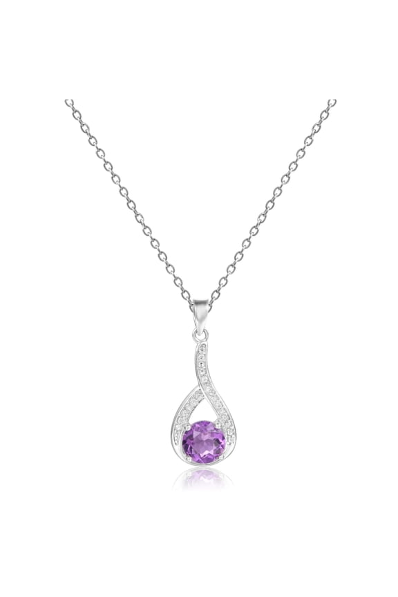 Purple Amethyst Necklace for Women 925 Sterling Silver 1.20 Ct, Cable Chain, February Birthstone