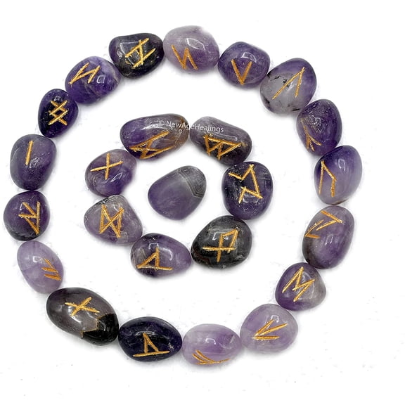 Amethyst Runes Set of 25 Engraved Rune Stones