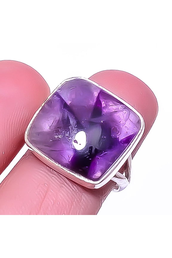 Amethyst Star Handmade 925 Sterling Silver Jewelry Ring s.7 R6087-55, Christmas Gift, Gemstone Silver Jewelry, Amethyst Ring, New Year Sale