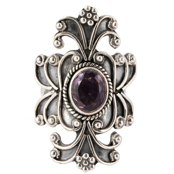 Amethyst Statement Ring Gemstone Handmade 925 Solid Sterling Silver Vintage Jewelry BY AUDRIELLE