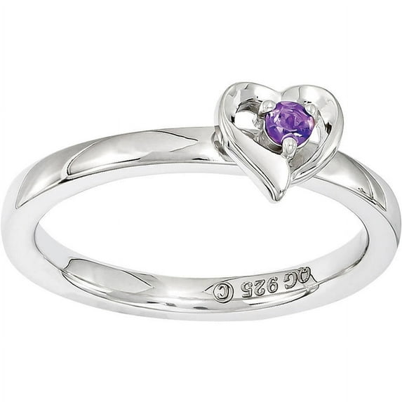 Amethyst Sterling Silver Heart Ring