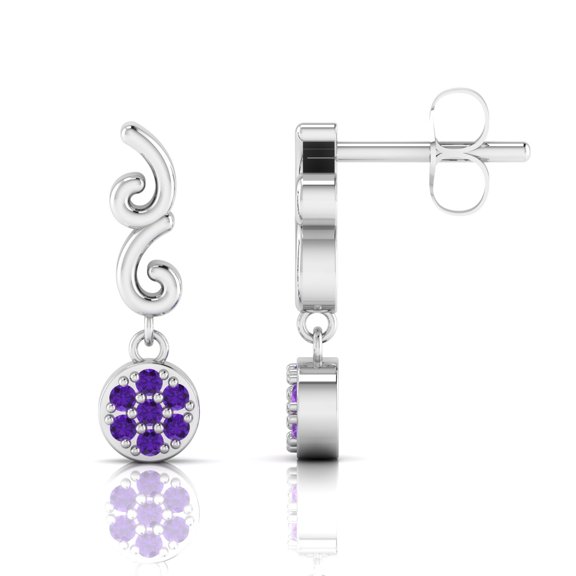 Amethyst Swirl Drops Sterling Silver Earrings || Engagement Day Gift Earring, Gift for Her Earring || Silver Diary