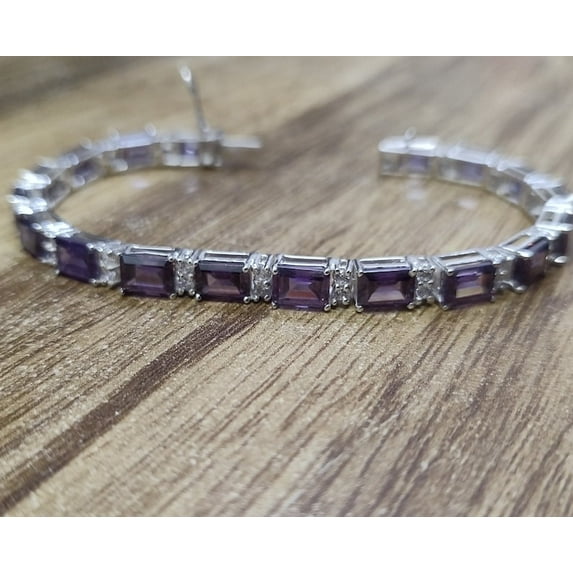 Amethyst Tennis Bracelet,Lab Created,Silver,moder day,wedding Gifts for her man women
