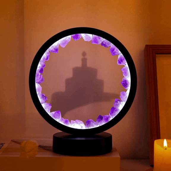 Amethyst Tooth Night Lamp 8.6 Inch Round Base USB Night Light with 3 Color Dimming Modes Bestseling