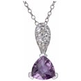 thumbnail image 1 of Amethyst Trillion with White Topaz Drop Sterling Silver Pendant, 18", 1 of 1