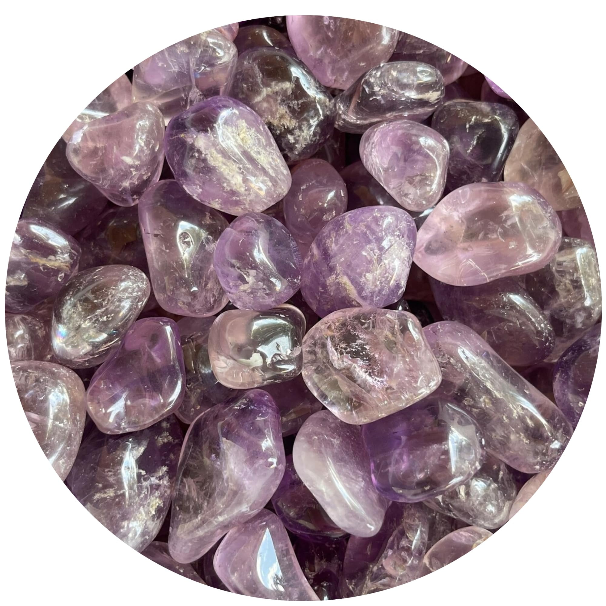 Amethyst Tumbled Stones, Polished Natural Amethyst Gemstone, Amethyst Healing Crystals (Amethyst, 0.5 Pound)