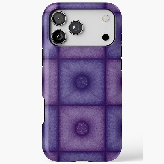 Amethyst Violet Purple Pouf Tiles Chess Pattern Tough iPhone Case 11 to 17 Pro Max