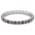 thumbnail image 1 of Amethyst With Green Apatite Round 2.50 MM Eternity 925 Sterling Silver Women Stackable Wedding Ring Size US- 7.5, 1 of 5