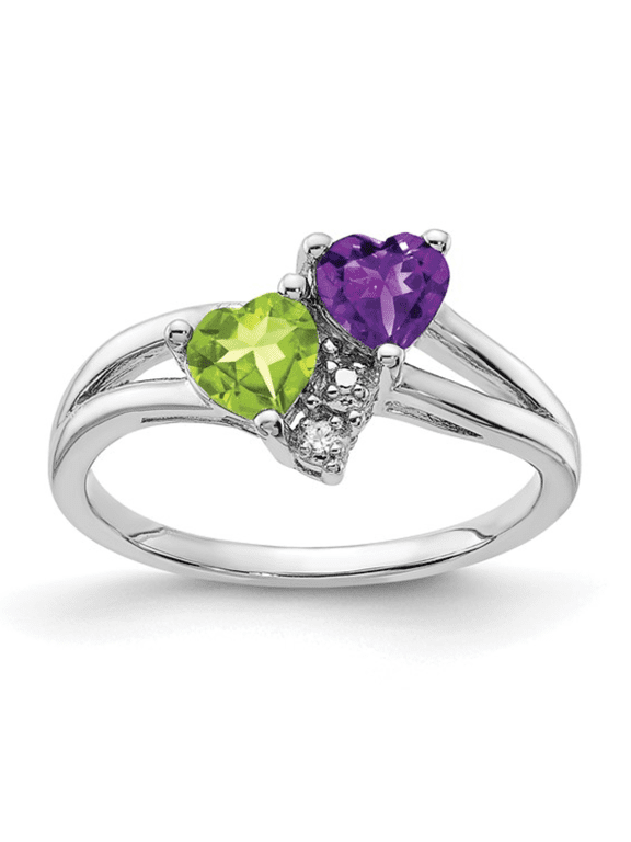 Amethyst and Peridot Dual-Stone Ring