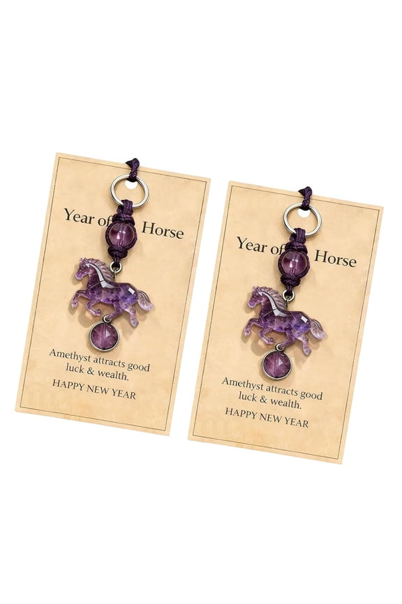 Amethysts Horse Keychain Crystal Horse Keychains A Symbol of Wisdoms and Success Car Keyring Bag Charm for Women Men