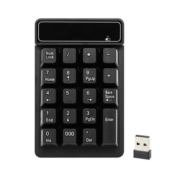 Ametoys 2.4Ghz Wireless Numeric Keypad Mechanical Feel Number Pad Keyboard 19 Keys w/ USB Receiver Water-proof for Laptop Desktop PC Notebook Black