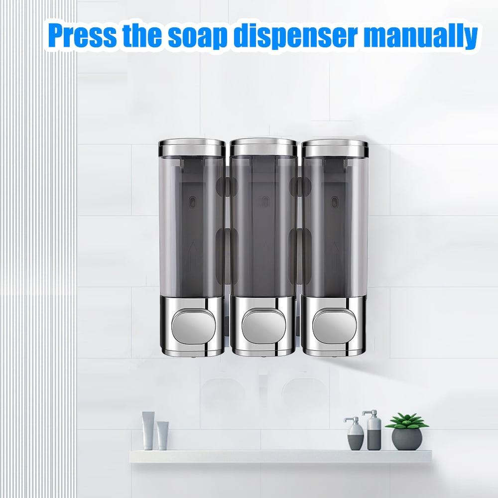 Ametoys Shower Shampoo Dispenser, Wall Mounted 3 Chamber Soap Dispenser