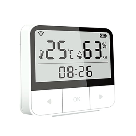 Ametoys WiFi Intelligent Temperature Humidity Sensors Time Large Display for Home Office Bedroom Kitchen Living Room Hotel Temperature Humidity Sensors