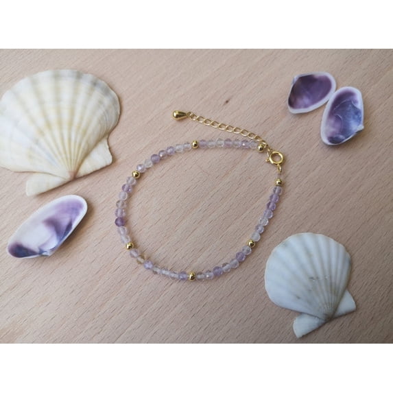 Ametrine 3mm Round Shape Faceted Cut Beads 7 inch adjustable Gold ...