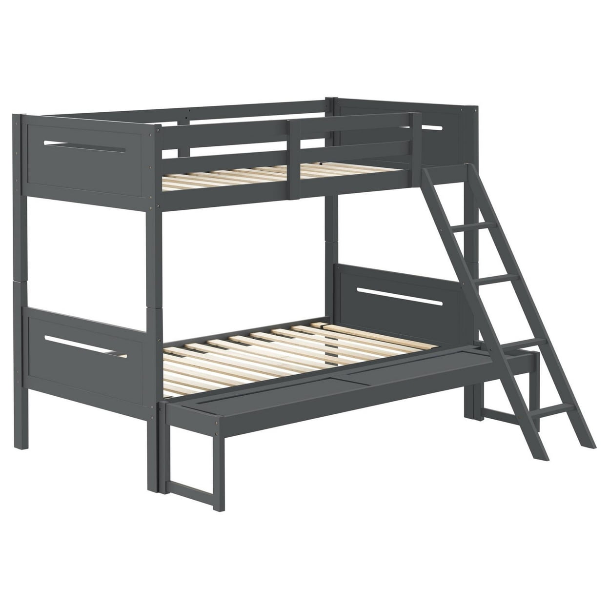 Extra Bunk Bed Rails Amey Twin over Full Bunk Bed Guard Rails Attached Ladder Gray Wood ...