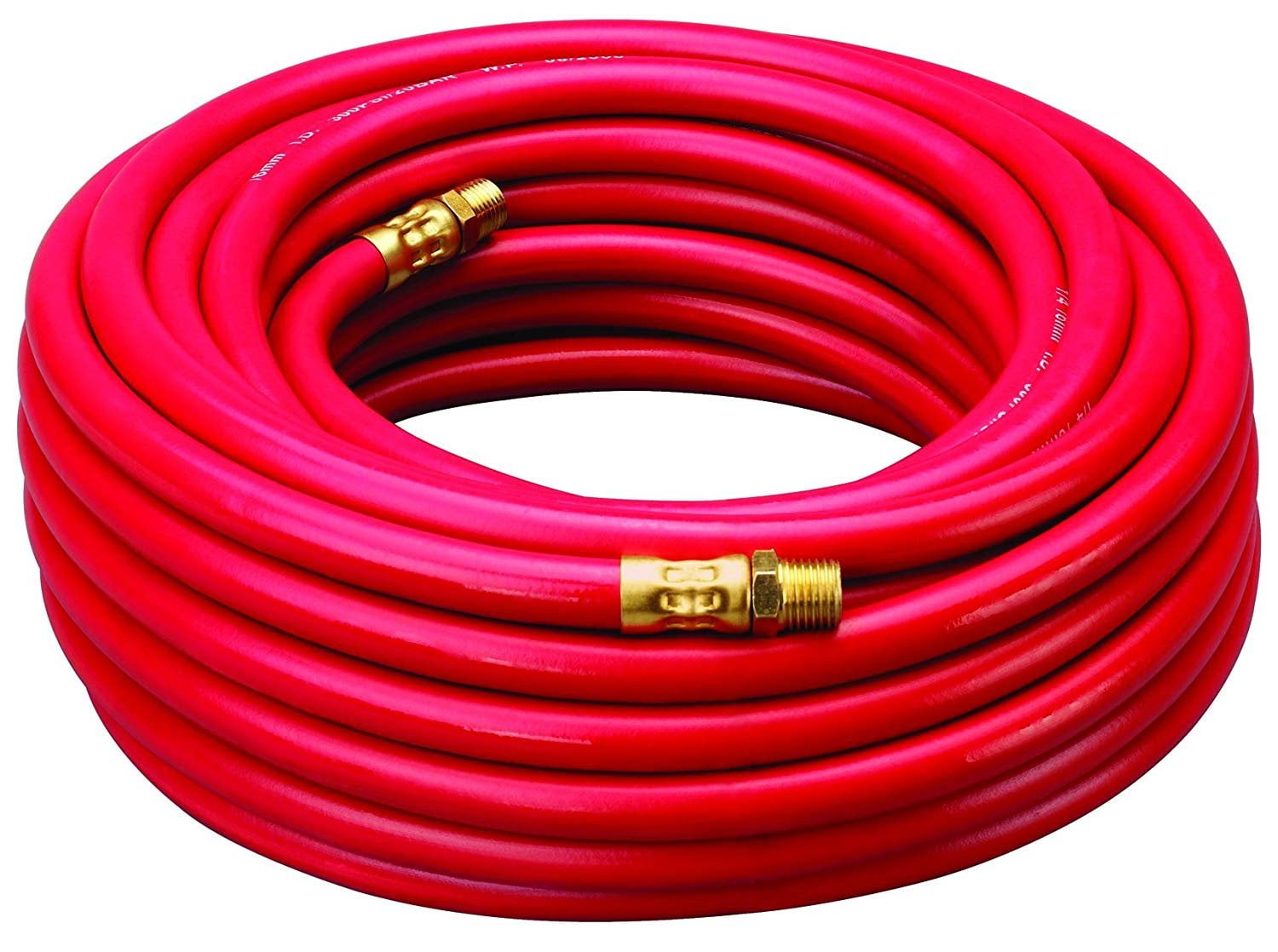 Plews & Edelmann Amflo 512-50E Red 300 PSI Rubber Air Hose 1/4" x 50' with 1/4" MNPT End Fittings — Garden & Landscape Use, Standard Connection