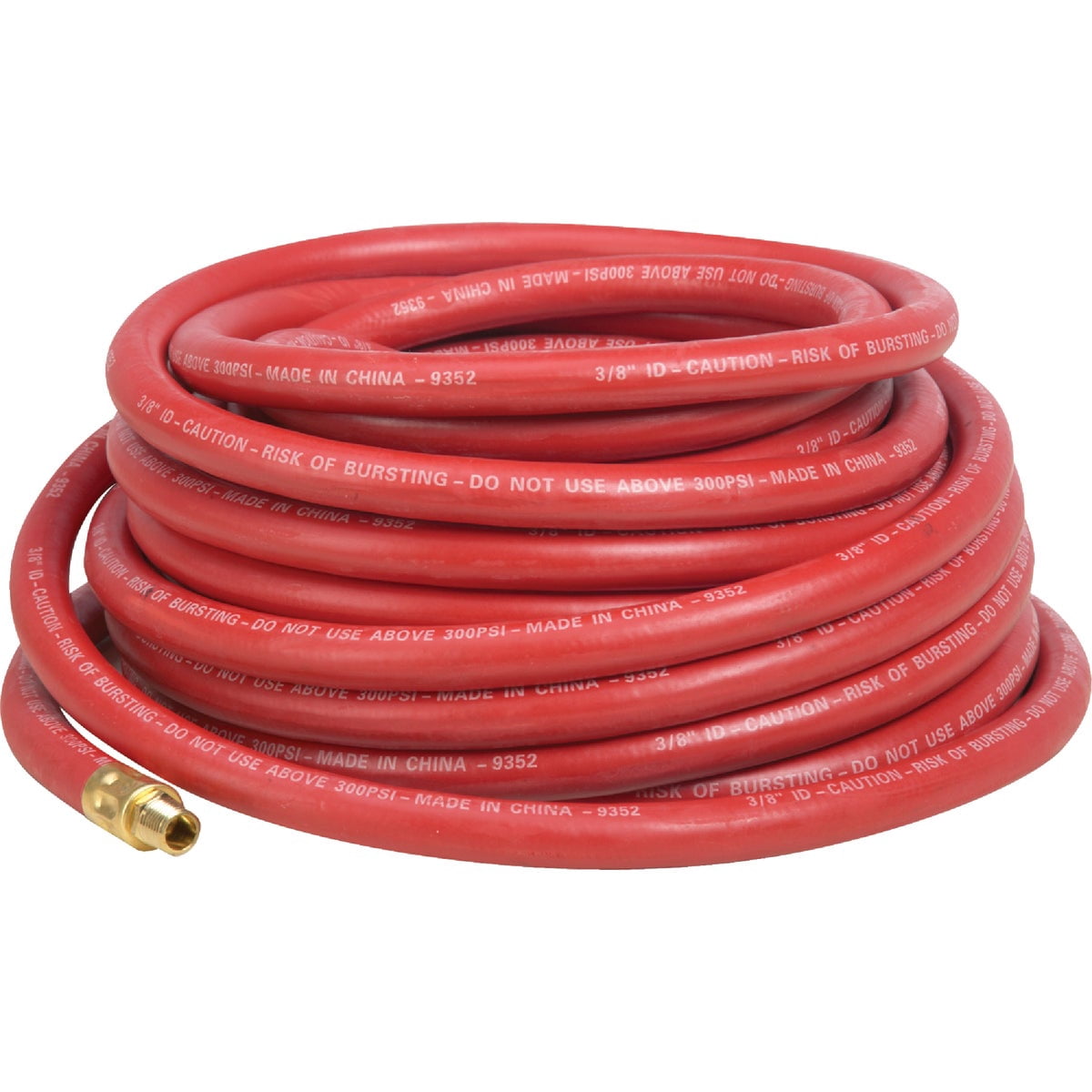 Plews & Edelmann Amflo 552-50AE Red 300 PSI Rubber Air Hose 3/8" x 50' With 1/4" MNPT End Fittings — Garden & Landscape Use, Standard Connection