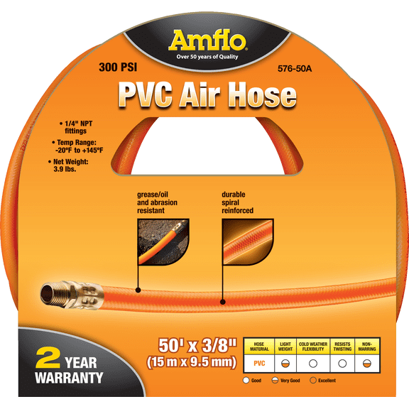 Amflo PVC Air Hose - Pack of 12 Garden & Landscape Use, Standard Connection