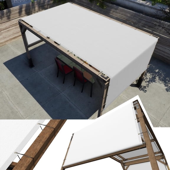 Amgo 10' W x 24' L White Pergola UPF50 Sun Shade Canopy Replacement Cover with Stainless Steel Weighted Rods, 95% UV Blockage, Commercial Grade 260 GSM for Outdoor Patio (We Make Custom Size)