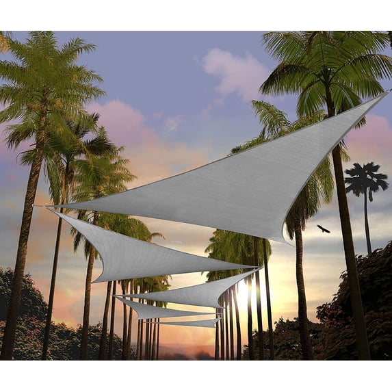 Amgo 10' x 10' x10' Grey Triangle Sun Shade Sail Outdoor Canopy Awning UPF50+ AGTAPT8, 95% UV Blockage, Water & Air Permeable, Commercial Standard Heavy Duty (We Make Custom Size)