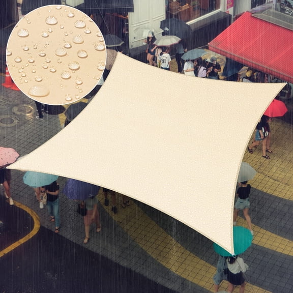 Amgo 10' x 13' Custom Size Beige Rectangle Square Waterproof Sun Shade Sail Order To Make UPF50+ AMWTPS9.5 Canopy Awning, 98% UV Blockage Water Resistant, Backyard Patio Garden (We Customize)